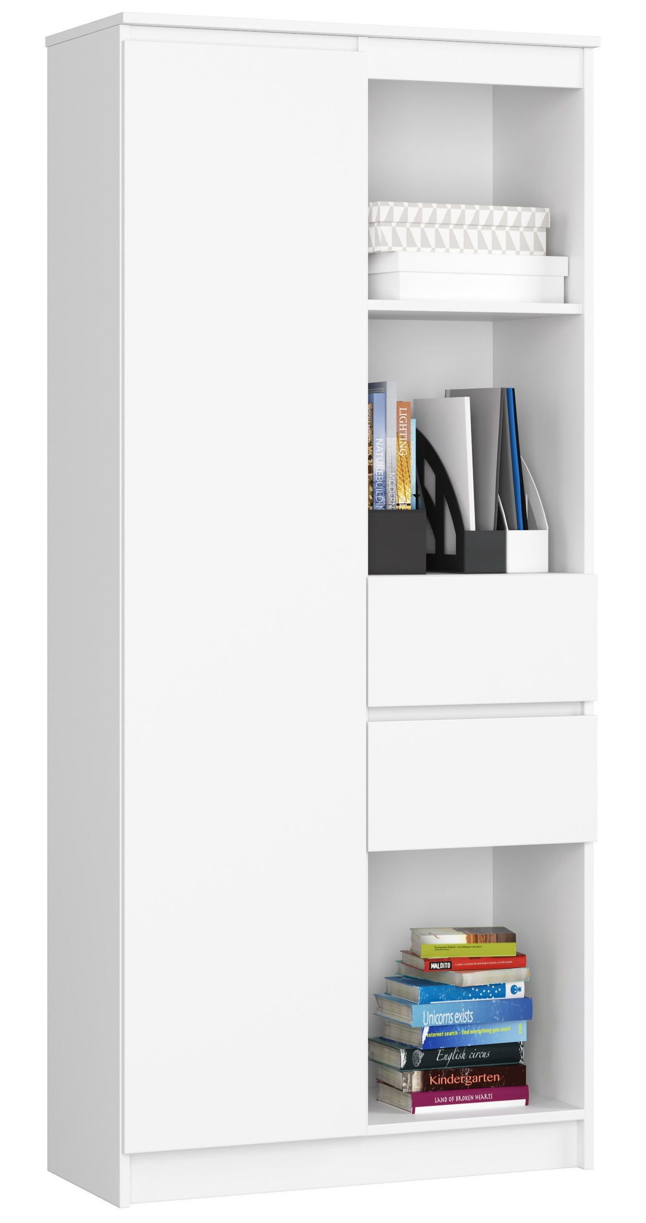 Schrank Büroregal Bücherregal Regal weiß 80cm breit 180cm hoch weiß