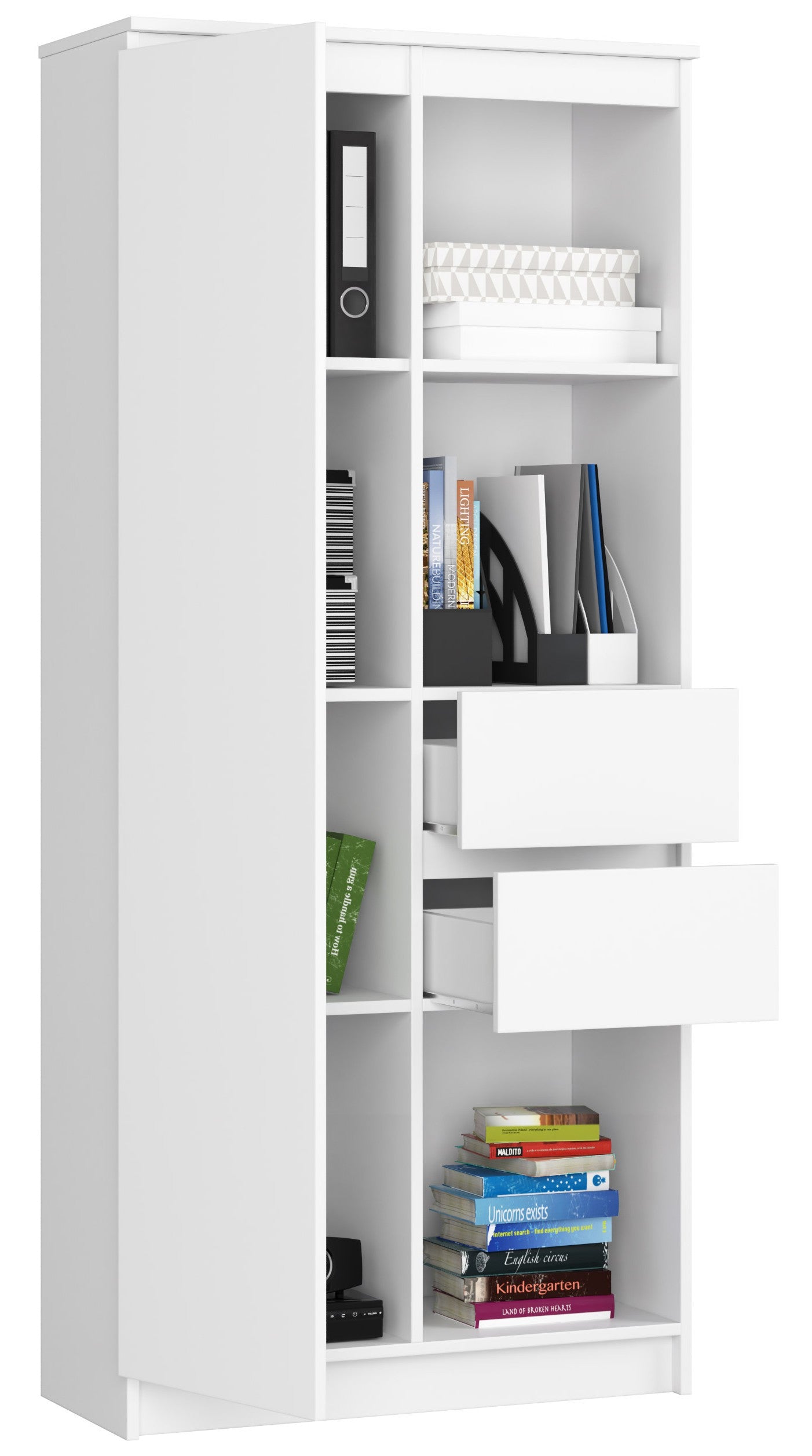 Schrank Büroregal Bücherregal Regal weiß 80cm breit 180cm hoch weiß