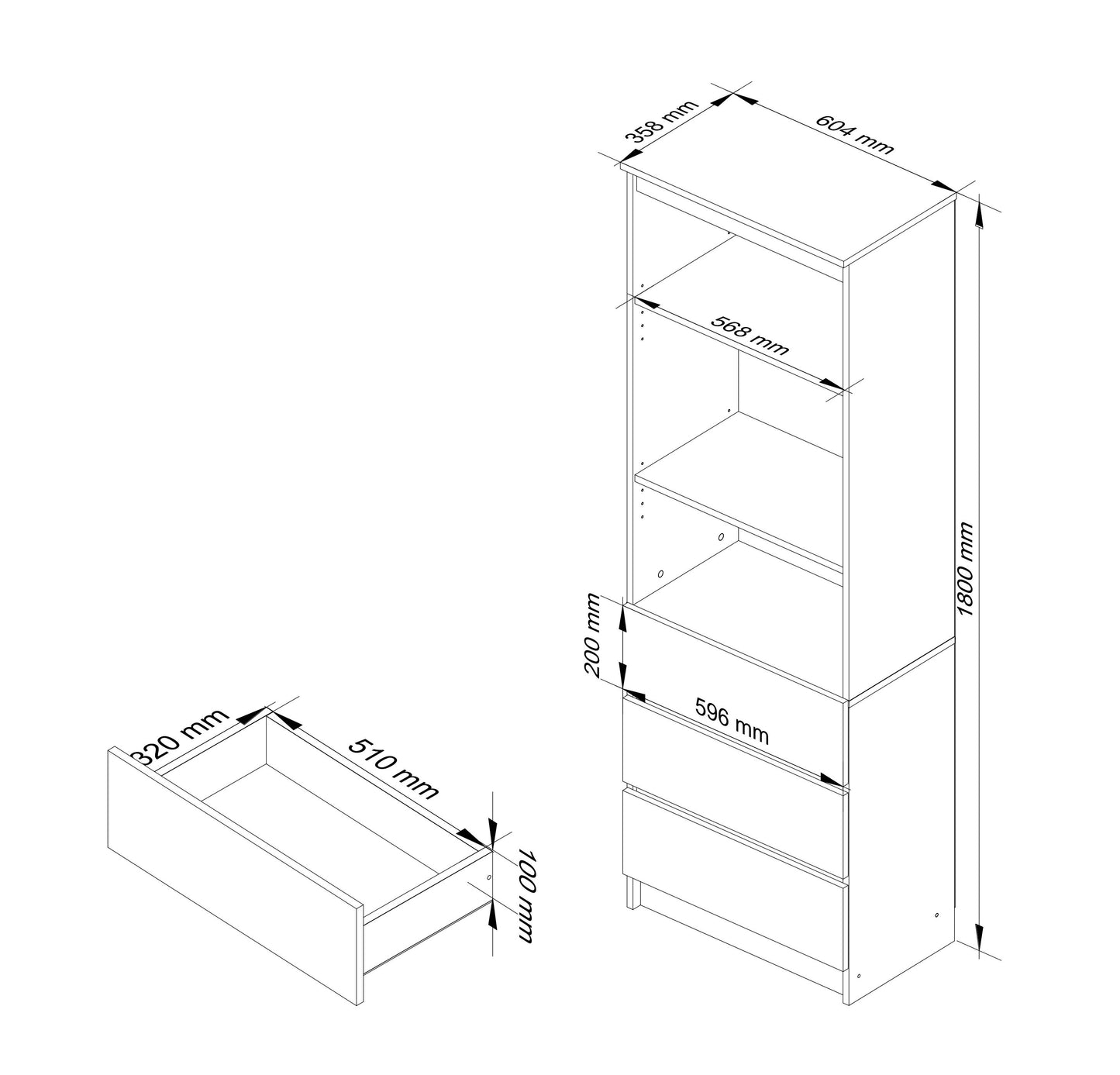 Schrank Büroregal Bücherregal Regal weiß 60cm breit 180cm hoch