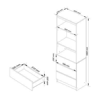 Schrank Büroregal Bücherregal Regal weiß 60cm breit 180cm hoch