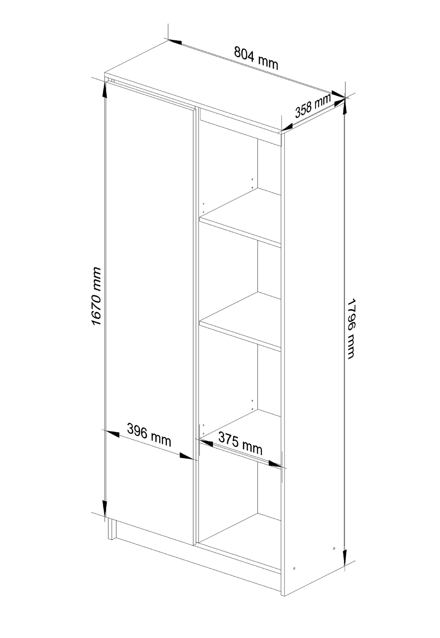 Schrank Büroregal Bücherregal Regal weiß 80cm breit 180cm hoch weiß