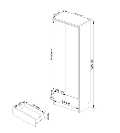 Schrank Büroregal Bücherregal Regal weiß 60cm breit 180cm hoch