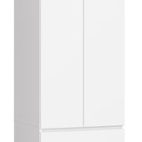 Kleiderschrank weiß, Schrank mit 2 Türen und 2 Schubladen, 180cm hoch, Kleiderstange, Garderobe, Schlafzimmer, Wohnzimmer