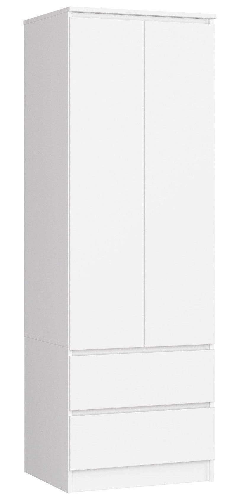 Armoire blanche, armoire avec 2 portes et 2 tiroirs, hauteur 180cm, tringle à vêtements, penderie, chambre, séjour