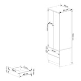 Kleiderschrank weiß, Schrank mit 2 Türen und 2 Schubladen, 180cm hoch, Kleiderstange, Garderobe, Schlafzimmer, Wohnzimmer
