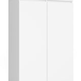 Kleiderschrank weiß, Schrank mit 2 Türen und 2 Schubladen, 180cm hoch, Kleiderstange, Garderobe, Schlafzimmer, Wohnzimmer