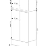 Kleiderschrank weiß, Schrank mit 2 Türen und 2 Schubladen, 180cm hoch, Kleiderstange, Garderobe, Schlafzimmer, Wohnzimmer