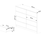 Commode blanche largeur 160 cm, chambre et salon, polyvalente pour couloirs et chambres d'enfants