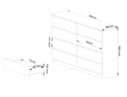 Kommode weiß 160cm breit, Schlafzimmer und Wohnzimmer, vielseitig einsetzbar für Flur und Kinderzimmer