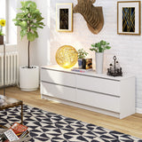 Commode blanche largeur 160 cm, chambre et salon, polyvalente pour couloirs et chambres d'enfants