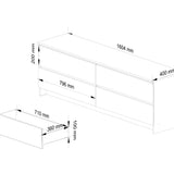 Commode blanche largeur 160 cm, chambre et salon, polyvalente pour couloirs et chambres d'enfants