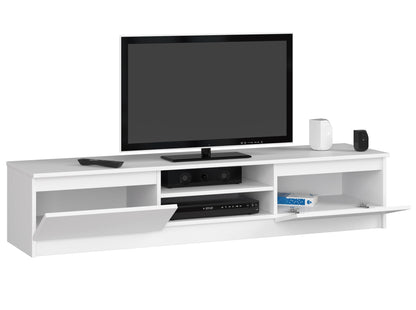 Meuble TV de 160 cm de large avec deux portes et deux étagères ouvertes, meuble TV moderne, lowboard, salon chambre