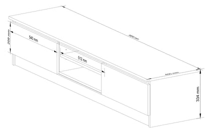 Fernsehschrank 160cm breit mit zwei Türen und zwei offenen Regalen, moderner TV-Schrank, Lowboard, Wohnzimmer Schlafzimmer