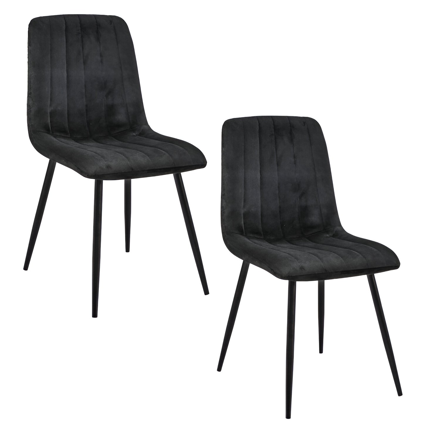 Ensemble de 2 chaises de salle à manger, chaises de salon, velours avec pieds en métal, chaises élégantes et rembourrées 2x avec pieds noirs