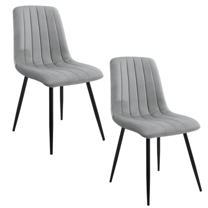 Ensemble de 2 chaises de salle à manger, chaises de salon, velours avec pieds en métal, chaises élégantes et rembourrées 2x avec pieds noirs