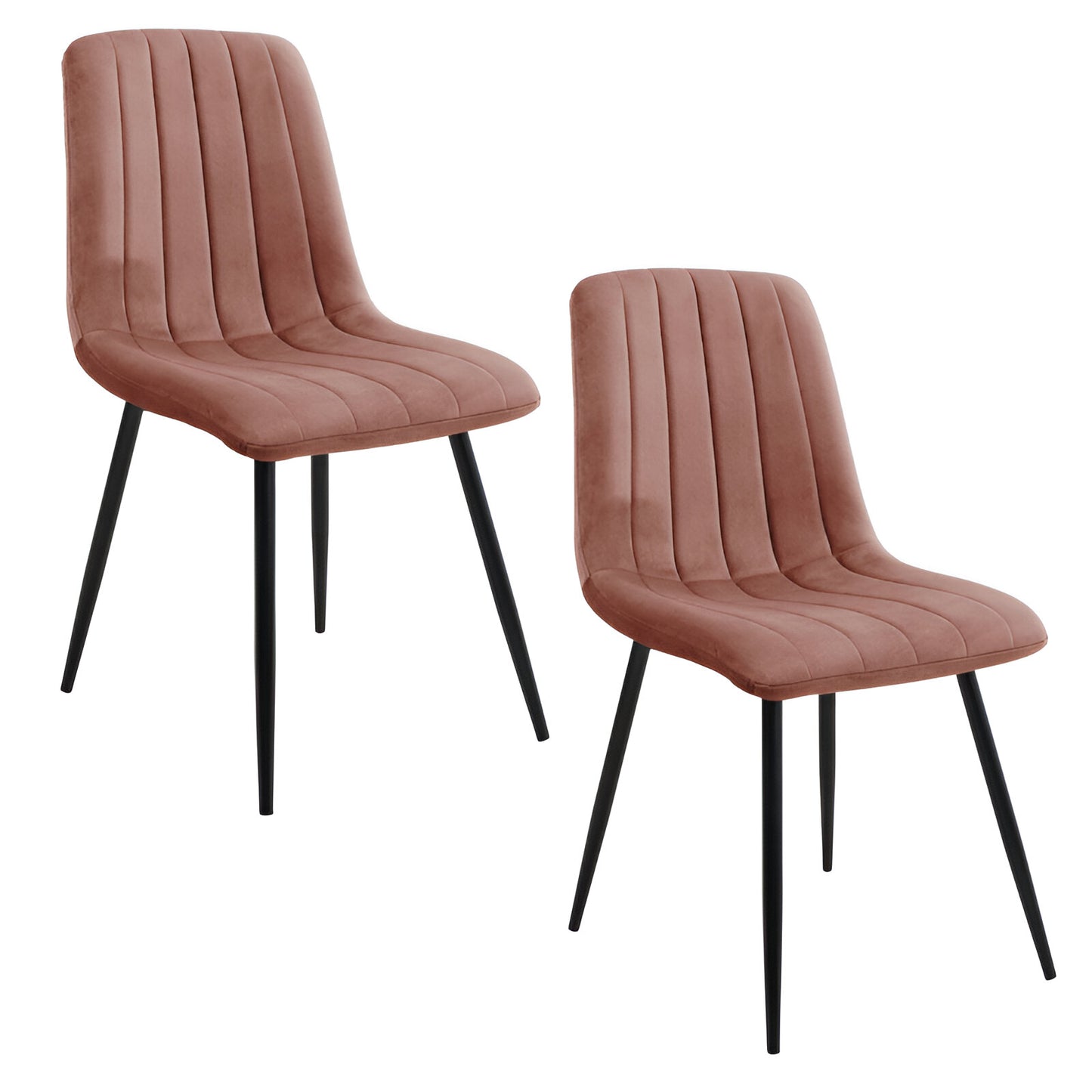 Ensemble de 2 chaises de salle à manger, chaises de salon, velours avec pieds en métal, chaises élégantes et rembourrées 2x avec pieds noirs