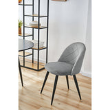 2er Set Esszimmerstuhl Wohnzimmerstuhl Stuhl, Samt mit Metallbeinen, elegant gesteppt, Polsterstuhl 2x mit schwarzen Beinen
