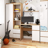 Computertisch, Bürotisch, mit 1 Schublade und 2 Regalen und einer ausziehbaren Tastaturablage, 90 x 50 x 77 cm, abriebfeste Laminatplatte mit ABS-Kante, Fächer rechts oder links