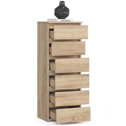 Kommode mit 6 Schubladen Kommode Schlafzimmer Flur  Wohnzimmer Organizer Kommode mit Schubladen 40 cm breit 109 cm hoch | Holz Highboard Sideboard Mehrzweckschrank Schrank schmal