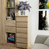 Commode avec 6 tiroirs commode chambre couloir salon organisateur commode 40 cm de large 109 cm de haut | Buffet haut en bois, meuble polyvalent, étroit