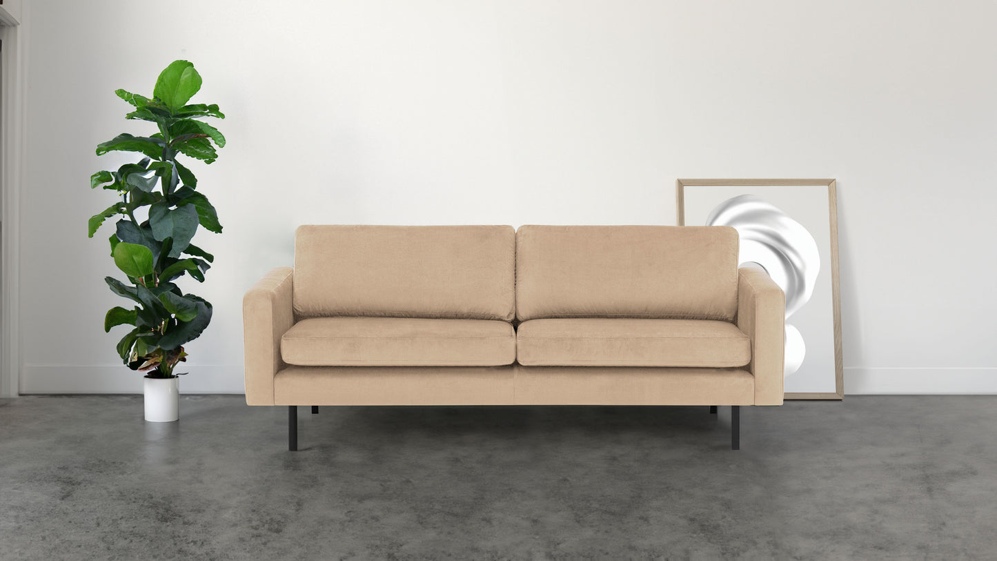 2-Sitzer, 3-Sitzer, Ecksofa Rechts oder Links, Couch, mit schwarzen Metallbeinen und modischem Veloursbezug