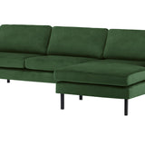 2-Sitzer, 3-Sitzer, Ecksofa Rechts oder Links, Couch, mit schwarzen Metallbeinen und modischem Veloursbezug