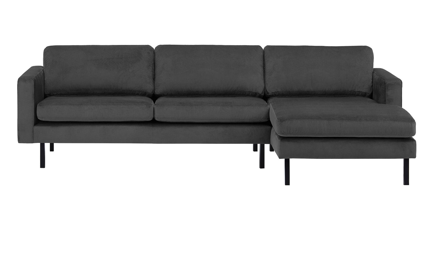 2-Sitzer, 3-Sitzer, Ecksofa Rechts oder Links, Couch, mit schwarzen Metallbeinen und modischem Veloursbezug