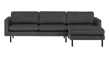 2-Sitzer, 3-Sitzer, Ecksofa Rechts oder Links, Couch, mit schwarzen Metallbeinen und modischem Veloursbezug