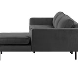 2-Sitzer, 3-Sitzer, Ecksofa Rechts oder Links, Couch, mit schwarzen Metallbeinen und modischem Veloursbezug