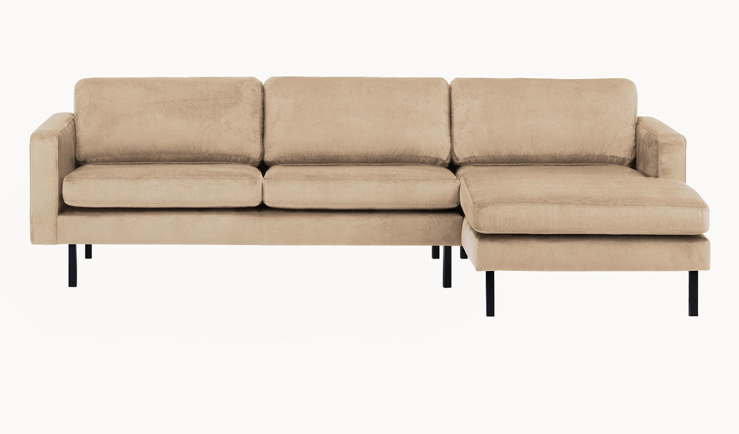 2-Sitzer, 3-Sitzer, Ecksofa Rechts oder Links, Couch, mit schwarzen Metallbeinen und modischem Veloursbezug