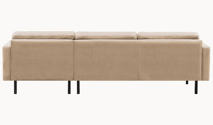 2-Sitzer, 3-Sitzer, Ecksofa Rechts oder Links, Couch, mit schwarzen Metallbeinen und modischem Veloursbezug