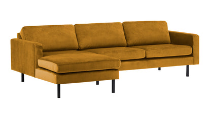 2-Sitzer, 3-Sitzer, Ecksofa Rechts oder Links, Couch, mit schwarzen Metallbeinen und modischem Veloursbezug