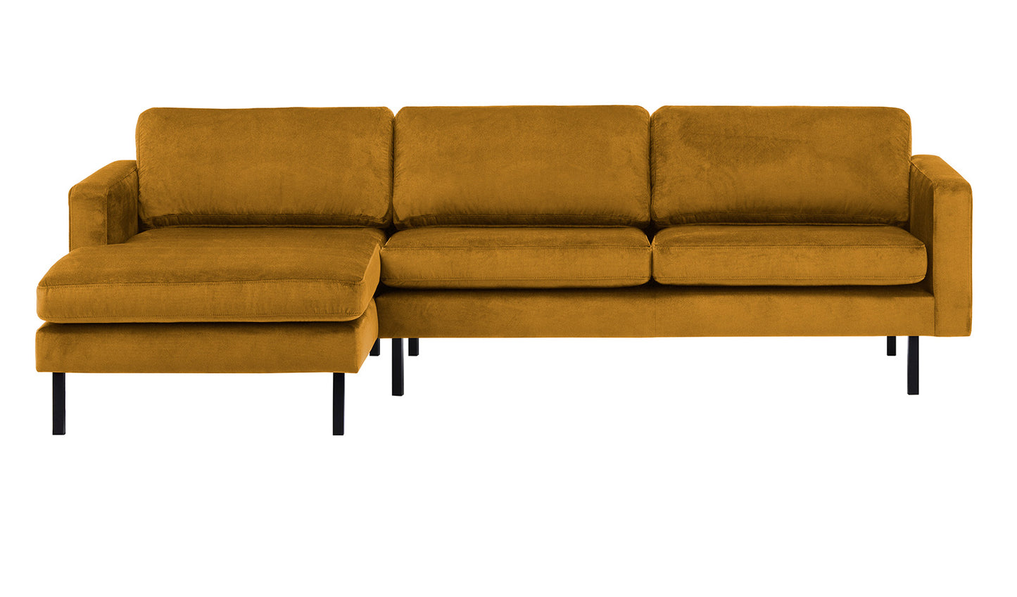 2-Sitzer, 3-Sitzer, Ecksofa Rechts oder Links, Couch, mit schwarzen Metallbeinen und modischem Veloursbezug