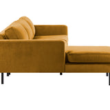 2-Sitzer, 3-Sitzer, Ecksofa Rechts oder Links, Couch, mit schwarzen Metallbeinen und modischem Veloursbezug
