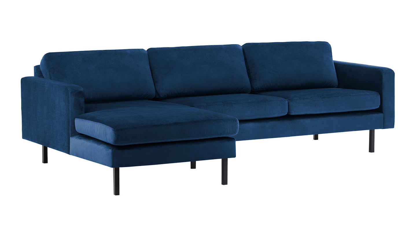 2-Sitzer, 3-Sitzer, Ecksofa Rechts oder Links, Couch, mit schwarzen Metallbeinen und modischem Veloursbezug