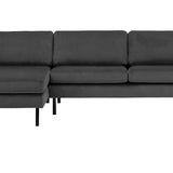 2-Sitzer, 3-Sitzer, Ecksofa Rechts oder Links, Couch, mit schwarzen Metallbeinen und modischem Veloursbezug