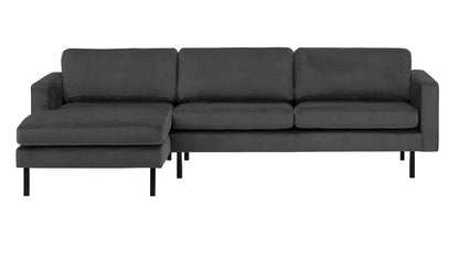 2-Sitzer, 3-Sitzer, Ecksofa Rechts oder Links, Couch, mit schwarzen Metallbeinen und modischem Veloursbezug