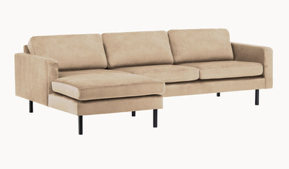 2-Sitzer, 3-Sitzer, Ecksofa Rechts oder Links, Couch, mit schwarzen Metallbeinen und modischem Veloursbezug