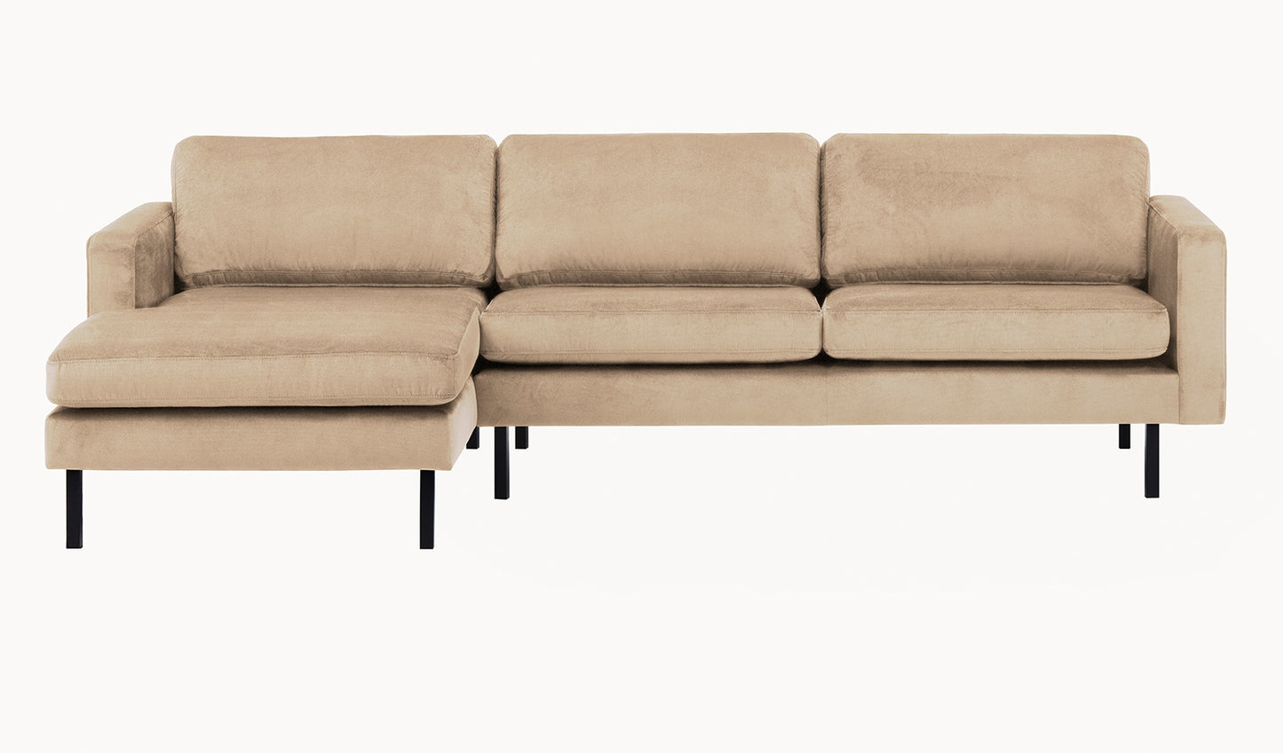 2-Sitzer, 3-Sitzer, Ecksofa Rechts oder Links, Couch, mit schwarzen Metallbeinen und modischem Veloursbezug