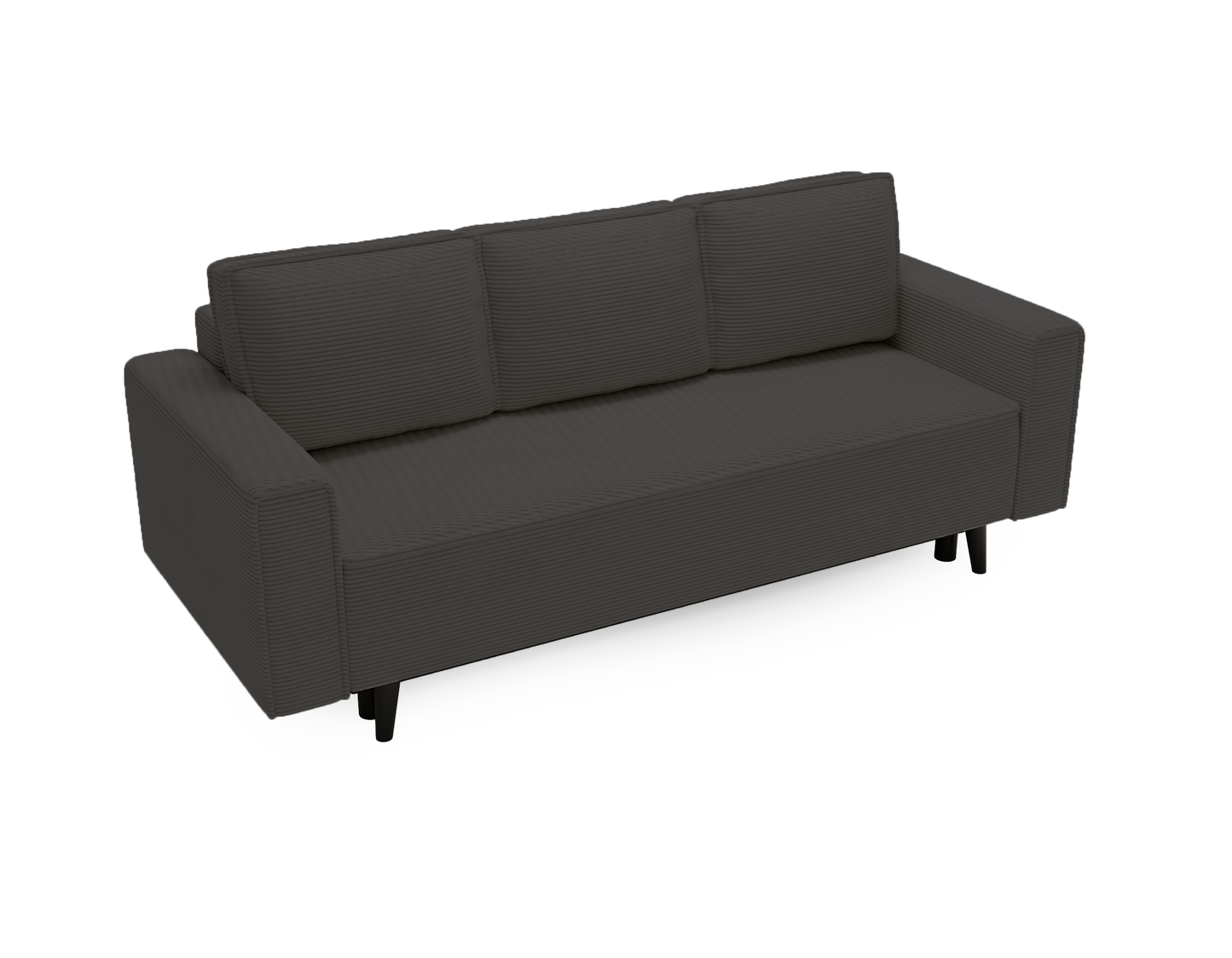 3-Sitzer Sofa Dreisitzer Schlafsofa, 3er Sofa mit schwarzen Holzbeinen und modischem Cordbezug