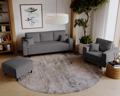 3-Sitzer Sofa Dreisitzer Schlafsofa, 3er Sofa mit schwarzen Holzbeinen und modischem Cordbezug