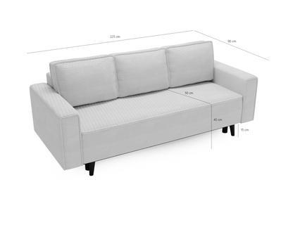 3-Sitzer Sofa Dreisitzer Schlafsofa, 3er Sofa mit schwarzen Holzbeinen und modischem Cordbezug