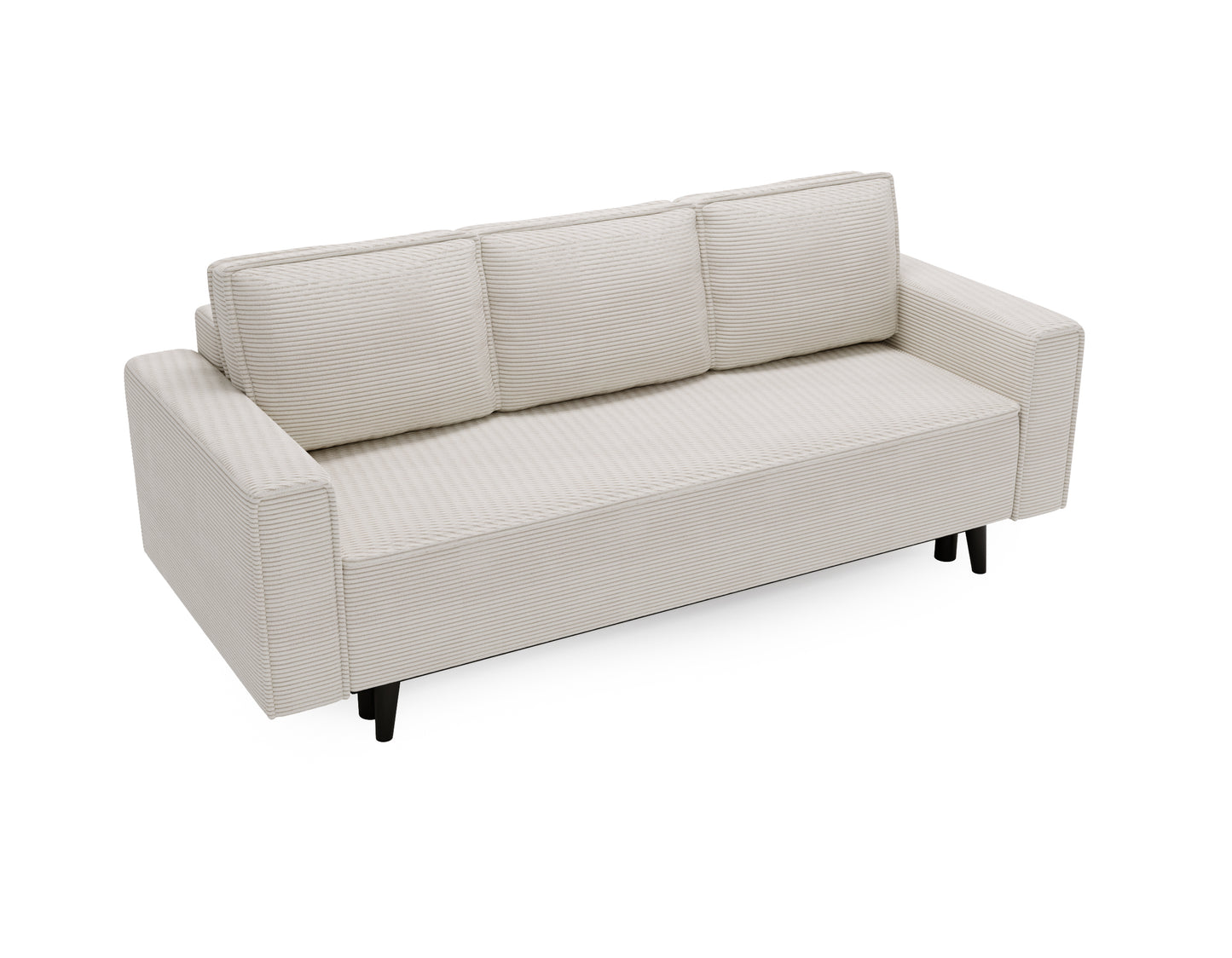 3-Sitzer Sofa Dreisitzer Schlafsofa, 3er Sofa mit schwarzen Holzbeinen und modischem Cordbezug