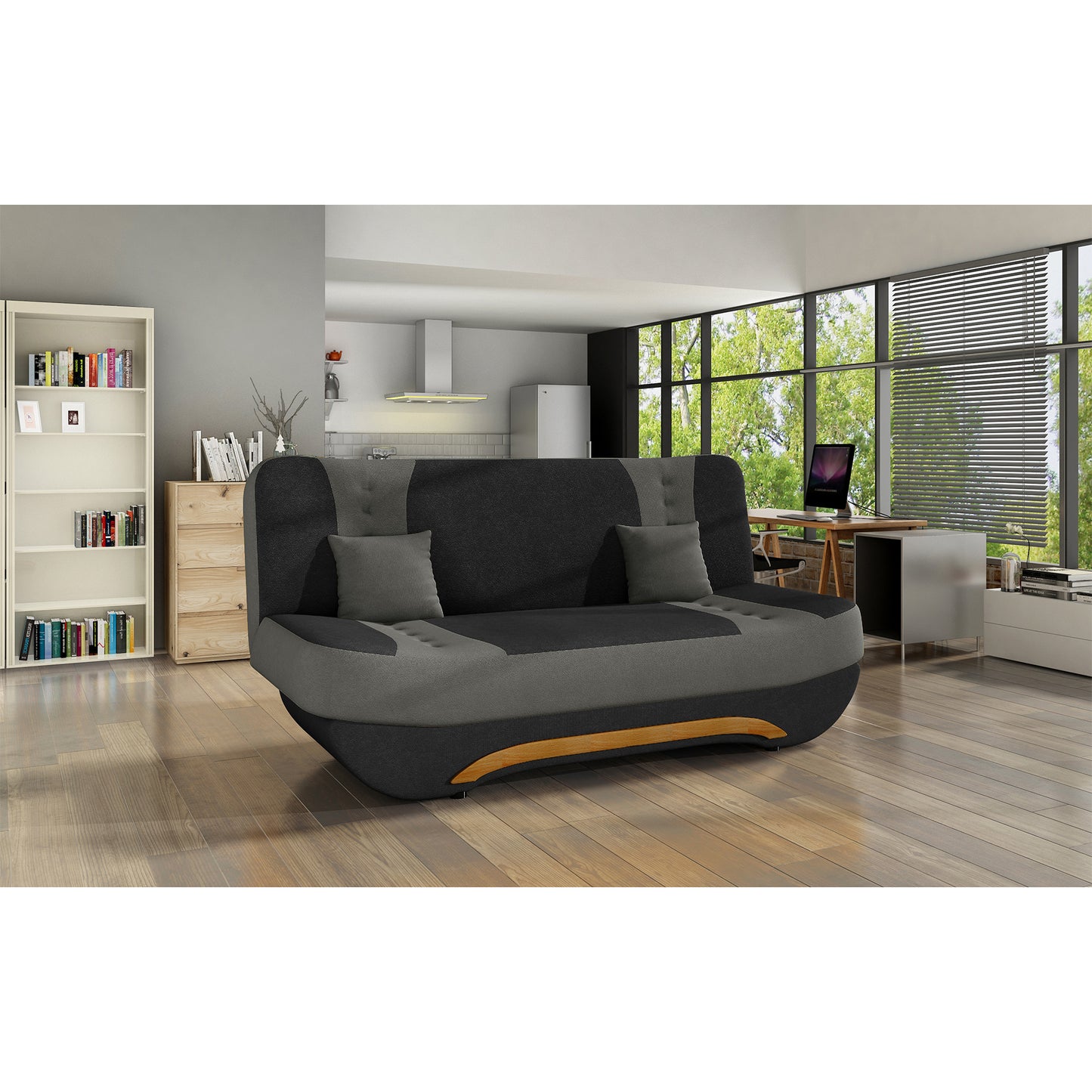 3-Sitzer Sofa Dreisitzer Schlafsofa, 3er Sofa mit 2 Dekokissen und Stauraum, umbaubar zum Bett Doppelbett