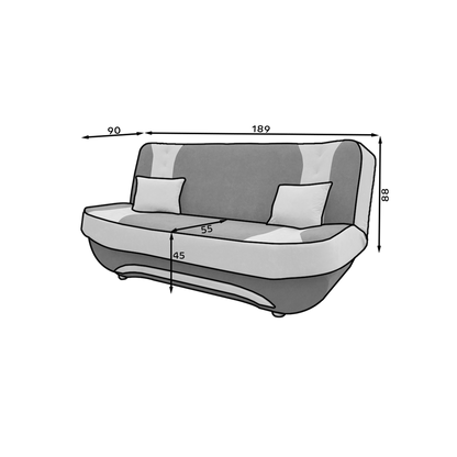 3-Sitzer Sofa Dreisitzer Schlafsofa, 3er Sofa mit 2 Dekokissen und Stauraum, umbaubar zum Bett Doppelbett