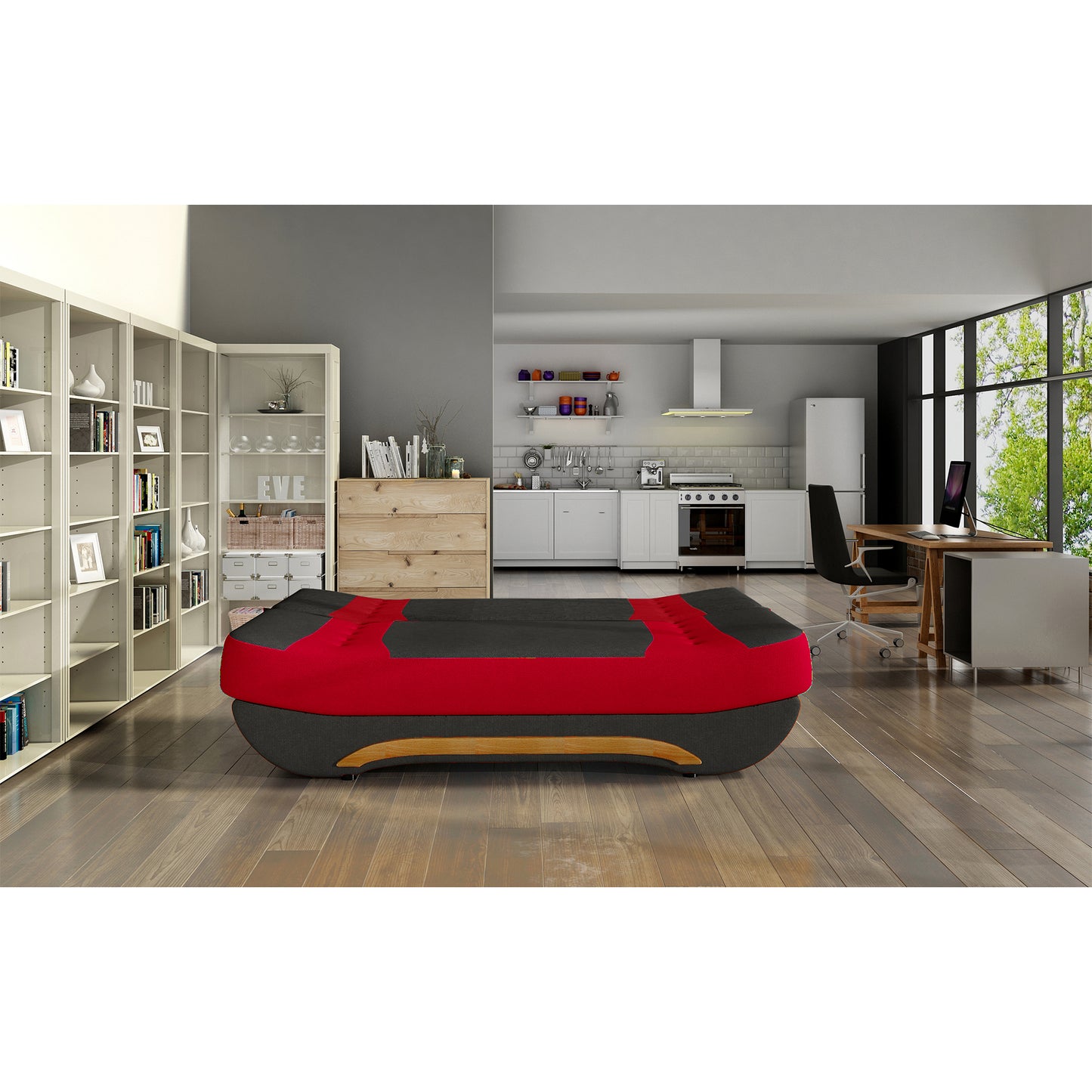 3-Sitzer Sofa Dreisitzer Schlafsofa, 3er Sofa mit 2 Dekokissen und Stauraum, umbaubar zum Bett Doppelbett