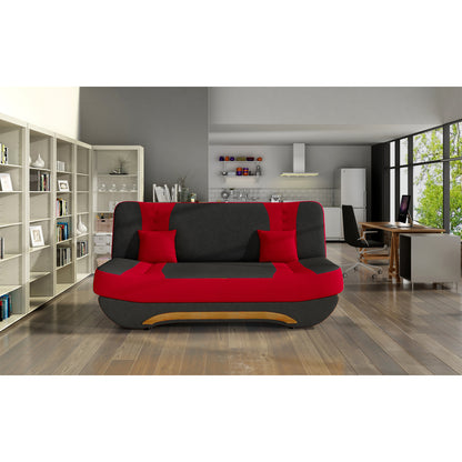 3-Sitzer Sofa Dreisitzer Schlafsofa, 3er Sofa mit 2 Dekokissen und Stauraum, umbaubar zum Bett Doppelbett