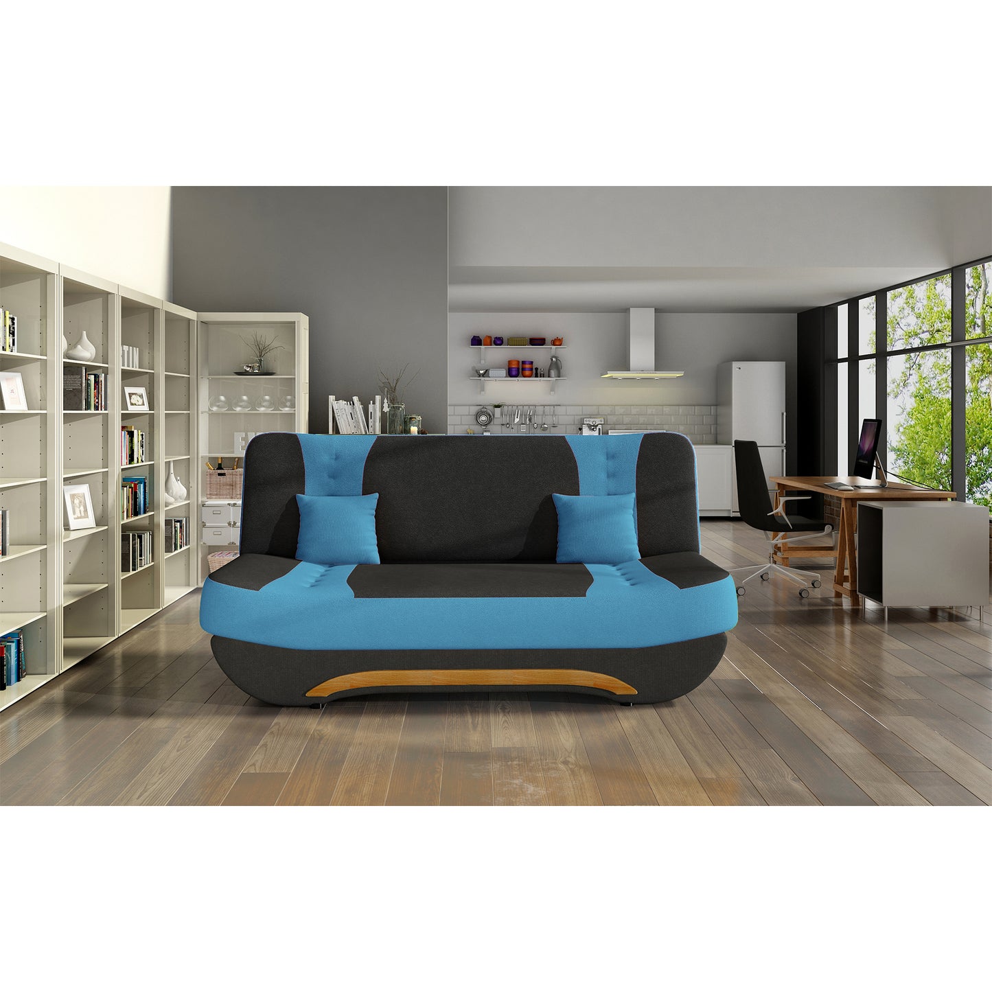 3-Sitzer Sofa Dreisitzer Schlafsofa, 3er Sofa mit 2 Dekokissen und Stauraum, umbaubar zum Bett Doppelbett