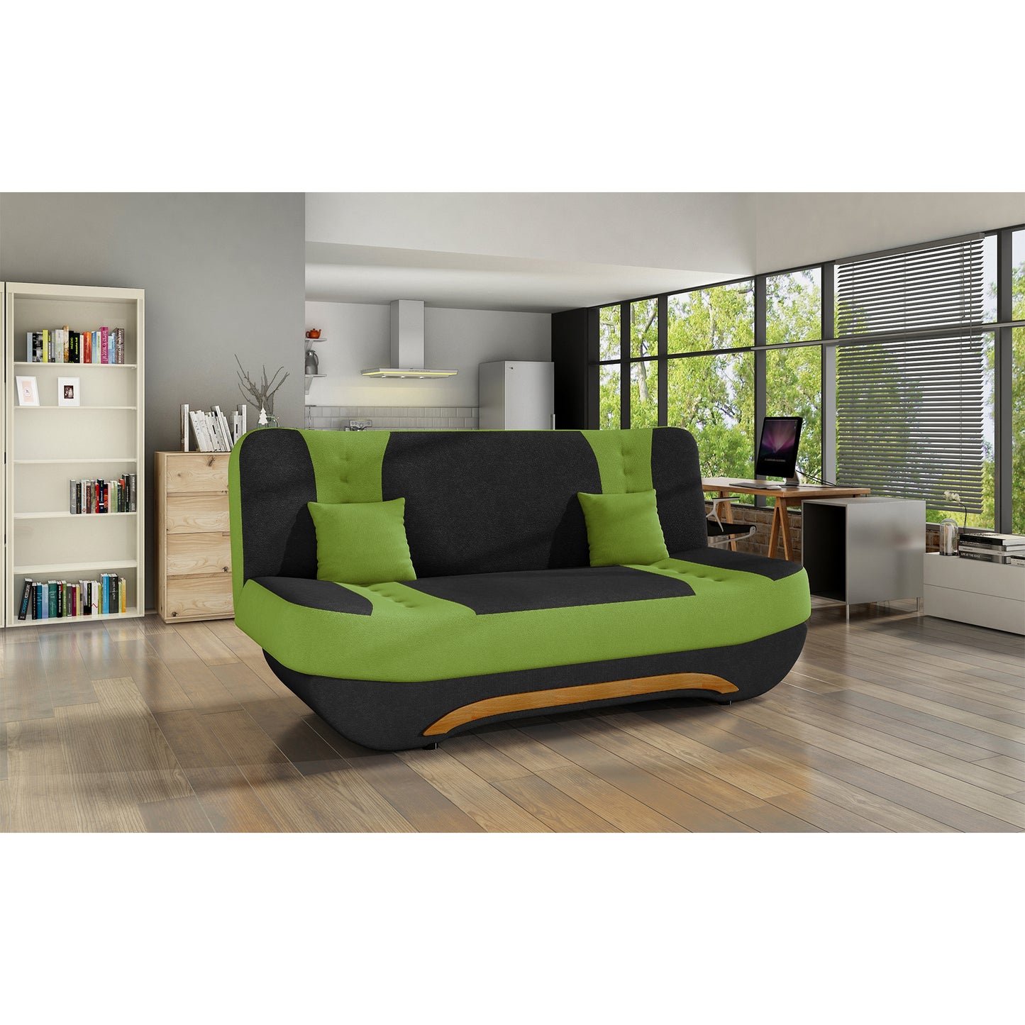 3-Sitzer Sofa Dreisitzer Schlafsofa, 3er Sofa mit 2 Dekokissen und Stauraum, umbaubar zum Bett Doppelbett