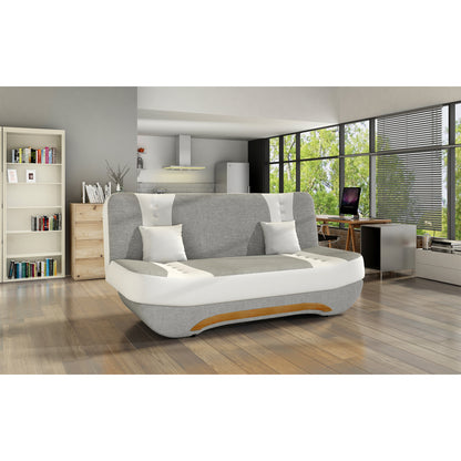 3-Sitzer Sofa Dreisitzer Schlafsofa, 3er Sofa mit 2 Dekokissen und Stauraum, umbaubar zum Bett Doppelbett